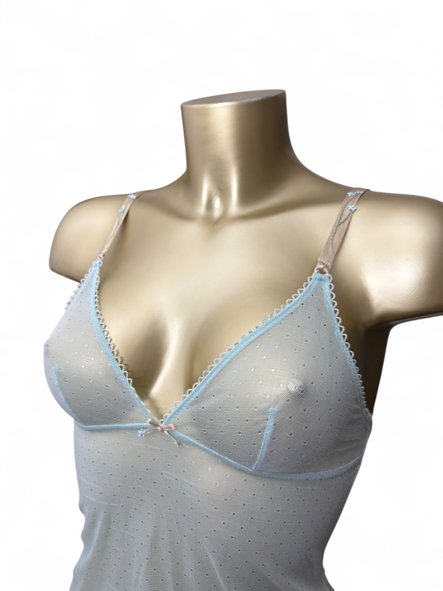 Baby blue mesh babydoll cami top (M)