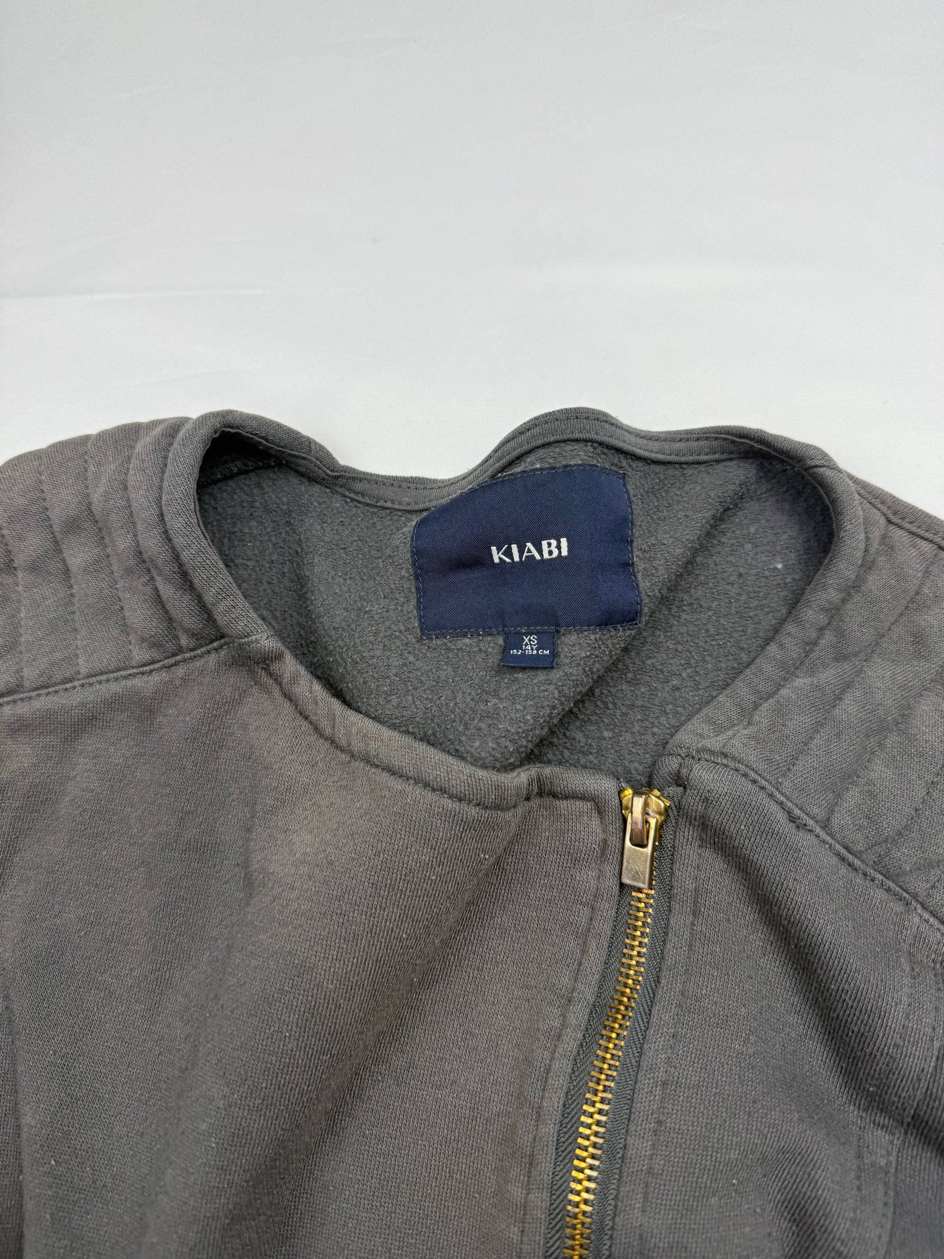 Grey cotton zip up tight fit jacket (XS)