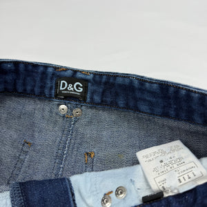 Navy blue denim low rise cargo mini skirt (S)