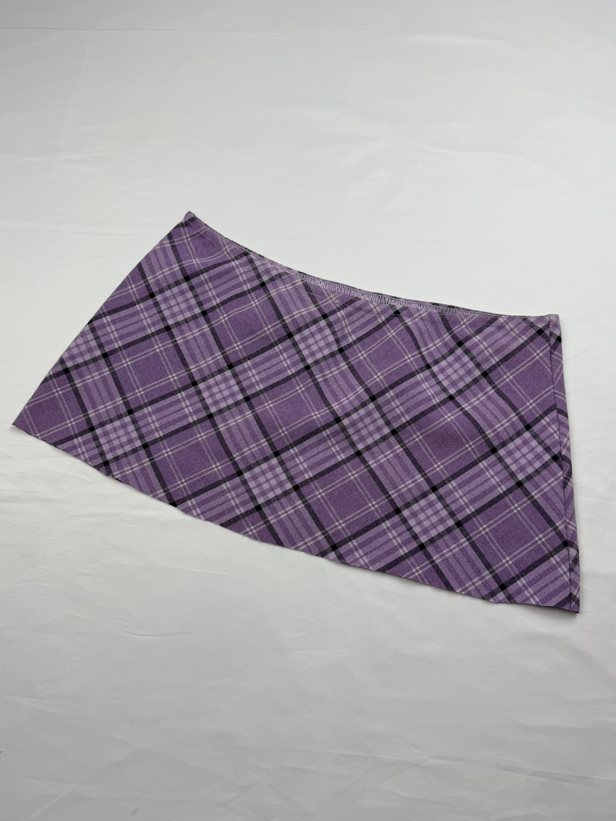 Lilac purple check print low rise mini/ micro skirt (S)