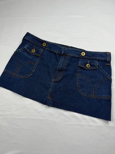 Navy blue denim low rise mini skirt (M/L)