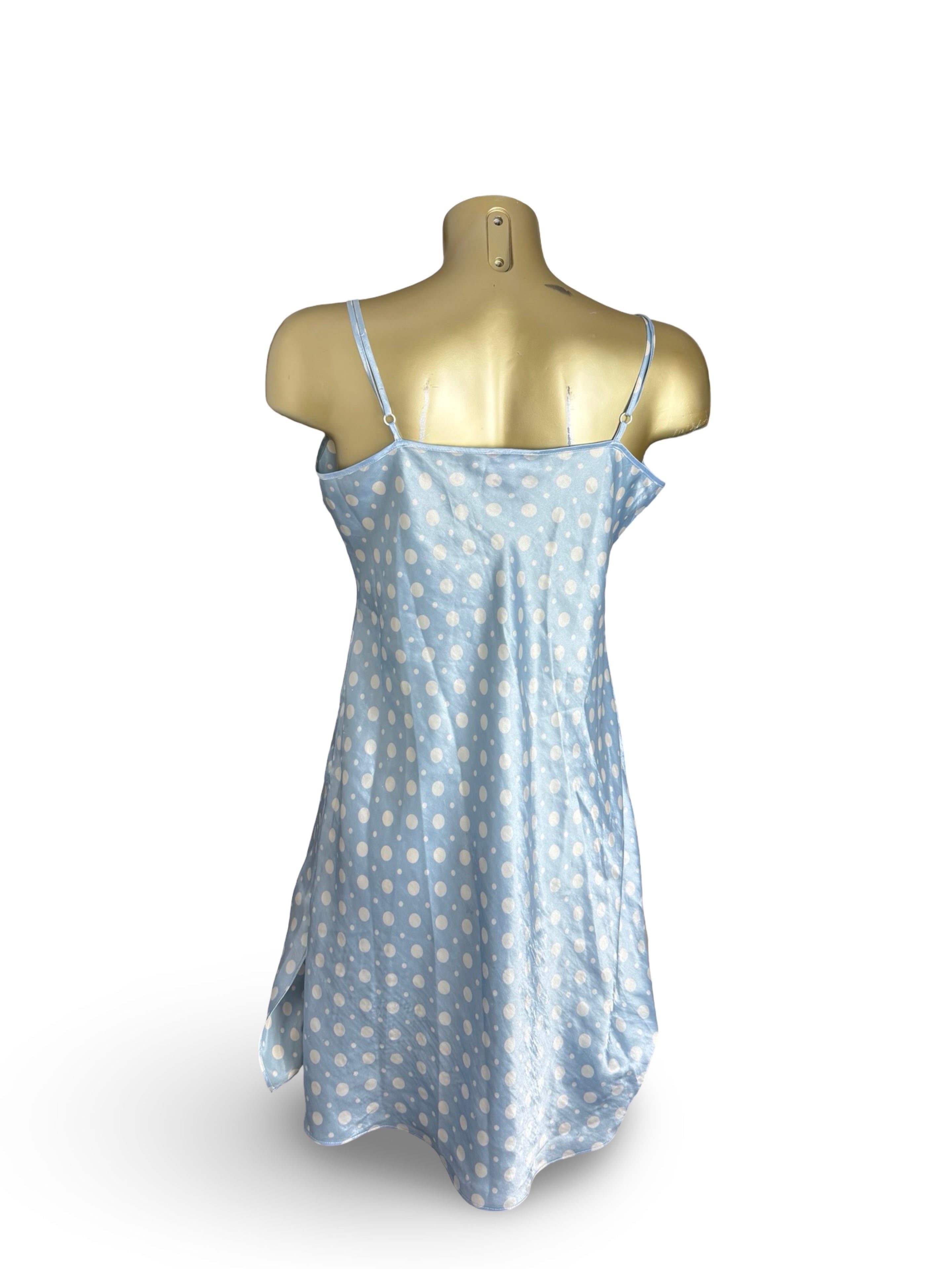 Baby blue silky polka babydoll dress (XXL)