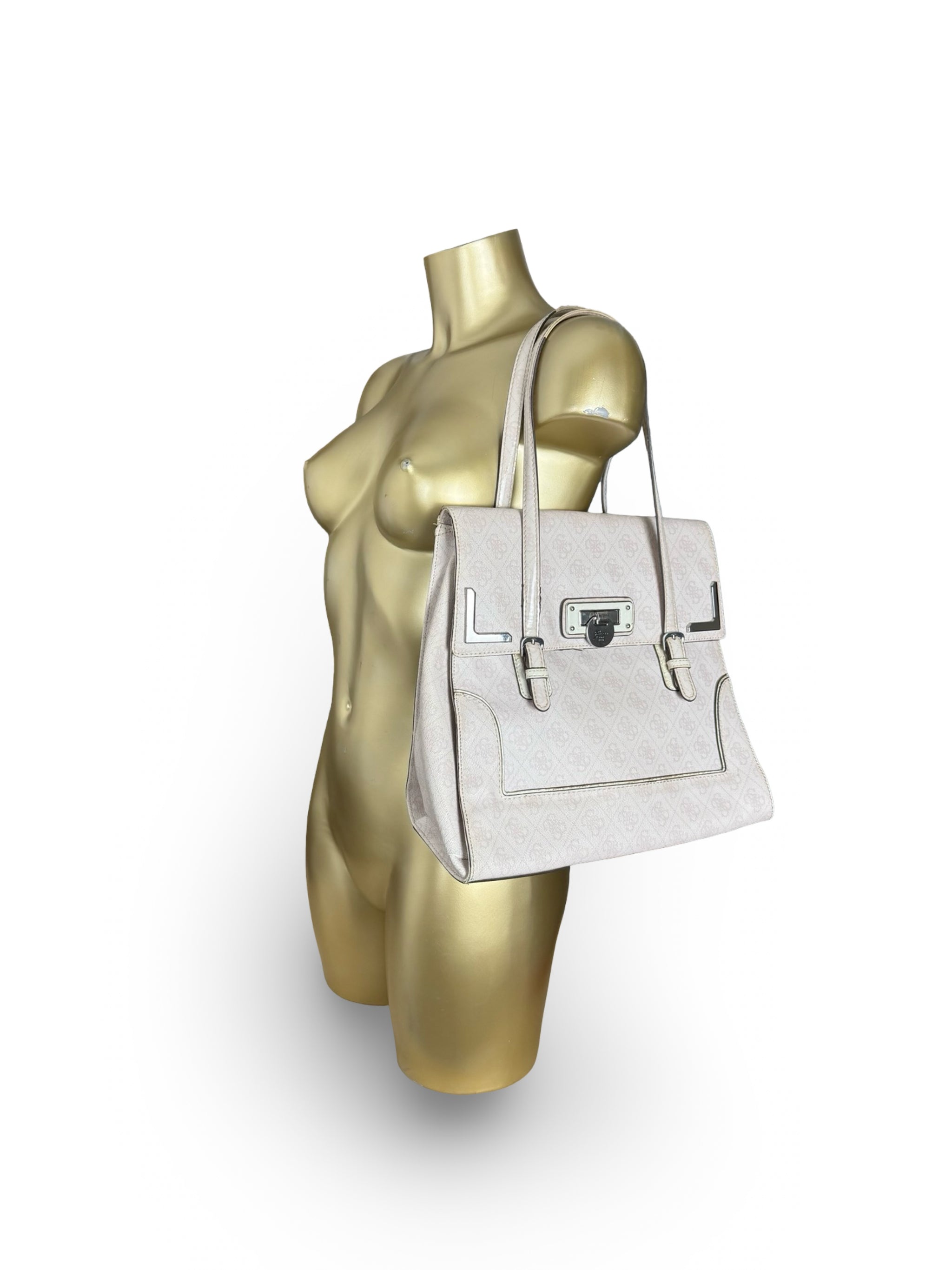 Cream monogram medium shoulder bag (29x32cm)