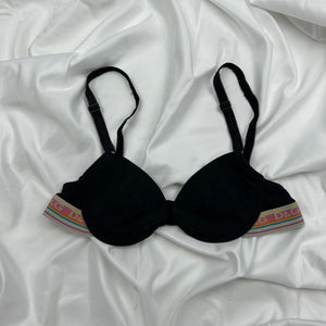 Black logo band balcony vintage bra