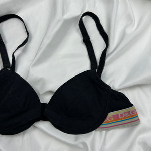 Black logo band balcony vintage bra