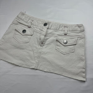White denim low rise mini skirt (S)