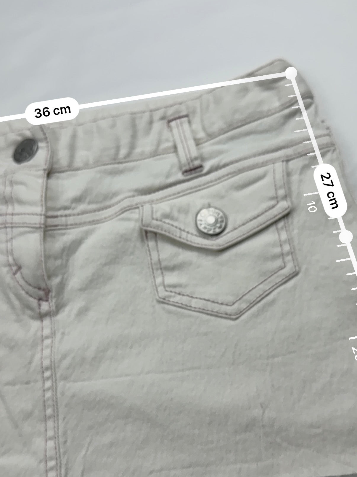 White denim low rise mini skirt (S)