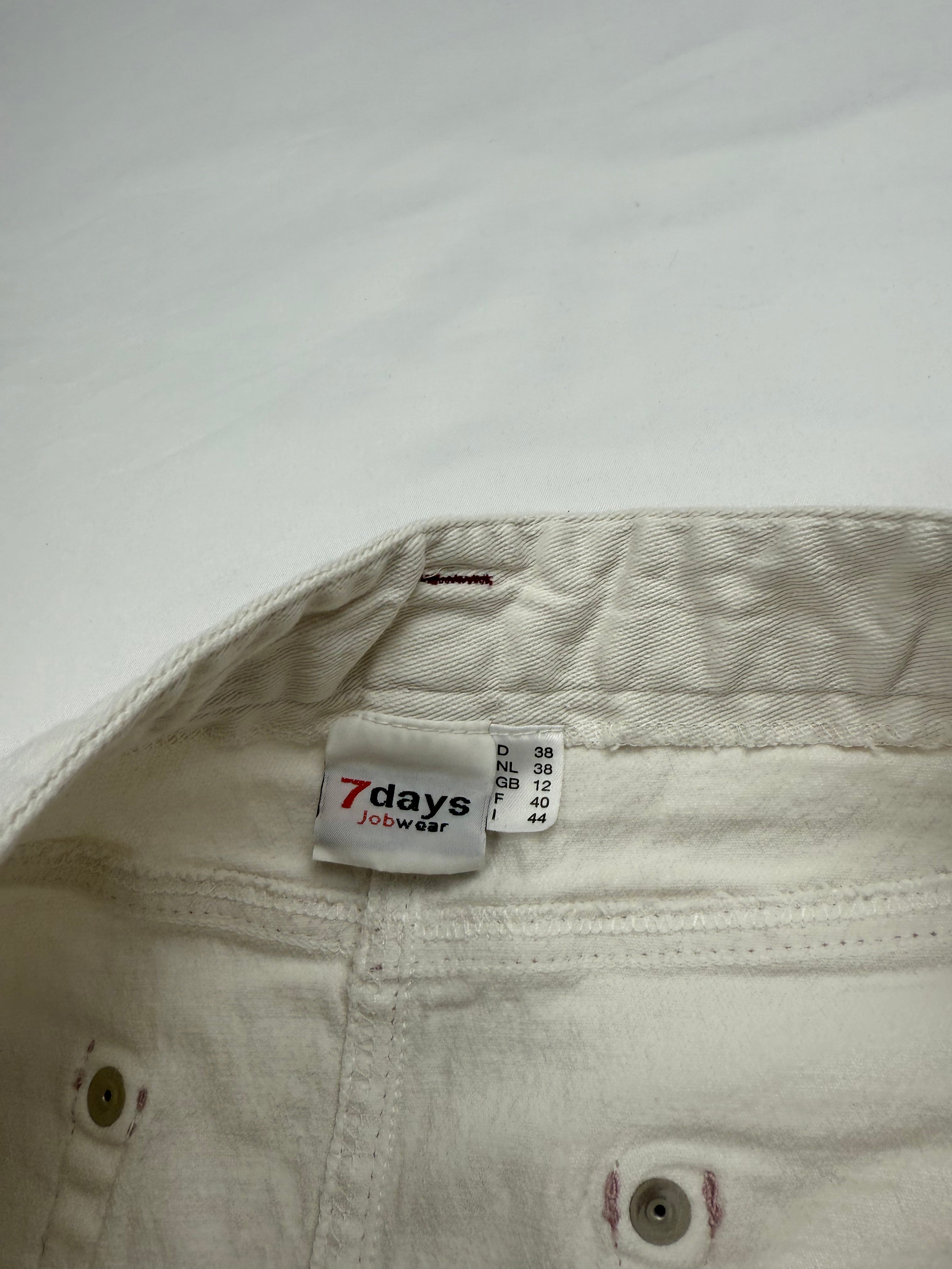 White denim low rise mini skirt (S)