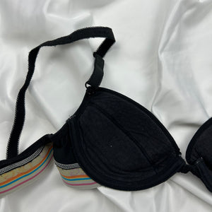 Black logo band balcony vintage bra