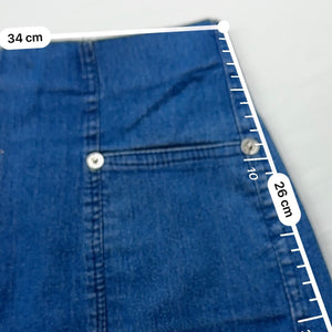 Navy denim super stretchy low rise mini skirt (S)