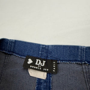 Navy denim super stretchy low rise mini skirt (S)