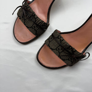 Brown monogram kitten heels mules (37.5)