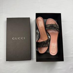 Brown monogram kitten heels mules (37.5)