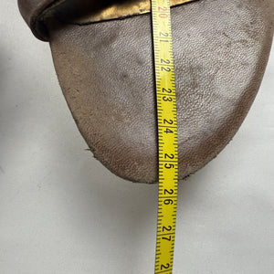 Brown & gold real leather kitten heels (38)