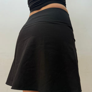 Black lace up mini pleated skirt (S)