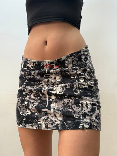 Black graphic stretchy mini skirt (M)