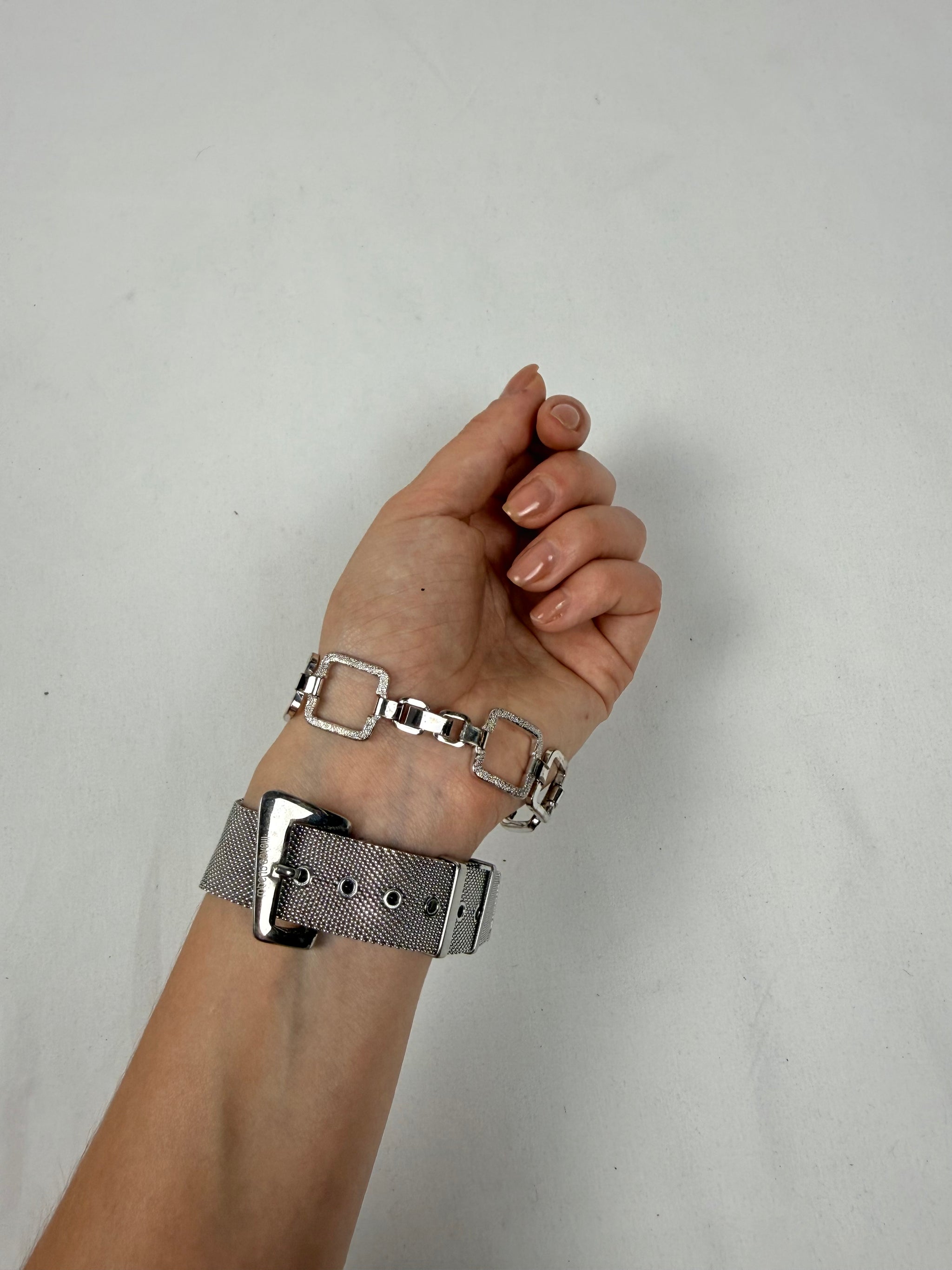 Silver stainless steel jewelry watch