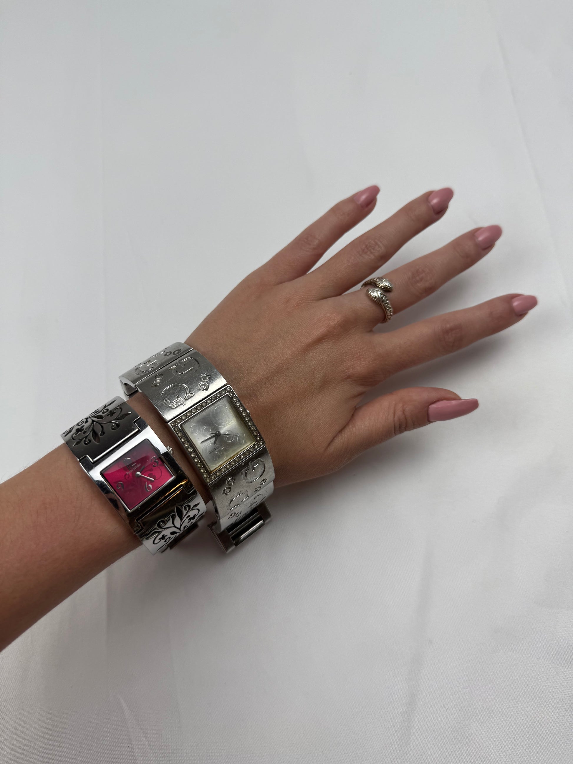 Vintage silver strass inox bracelet jewelry watch