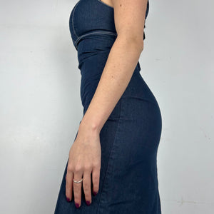 Navy blue denim mini dress (S)
