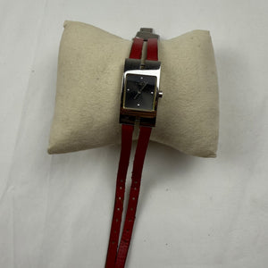 Vintage red leather inox bracelet jewelry watch