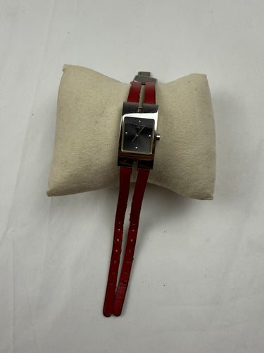 Vintage red leather inox bracelet jewelry watch
