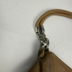 Beige real leather shoulder bag (30x24cm)