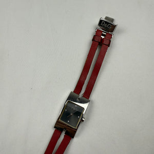 Vintage red leather inox bracelet jewelry watch
