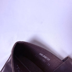 Brown buckle belt real leather knee high boots (36)