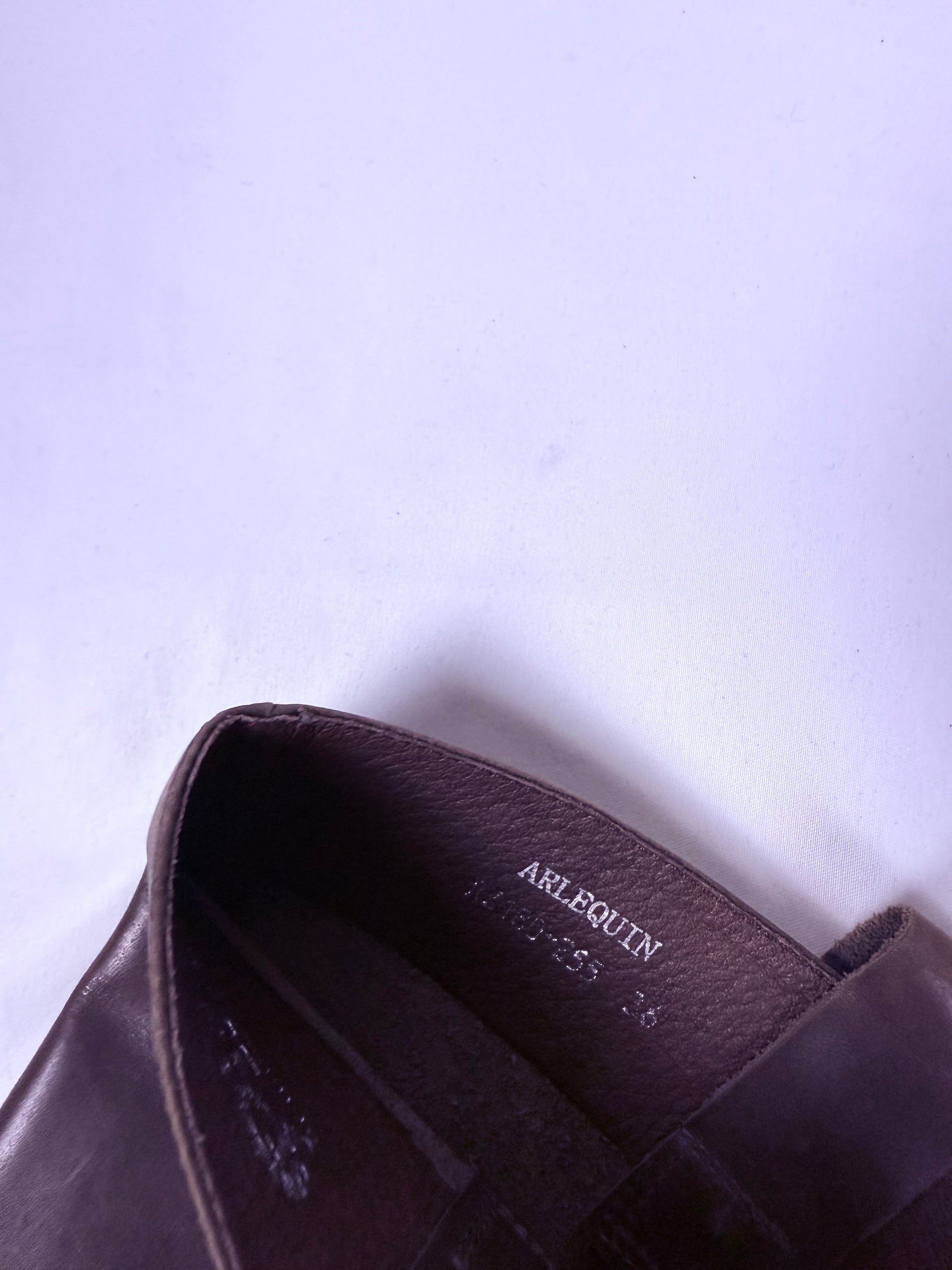 Brown buckle belt real leather knee high boots (36)