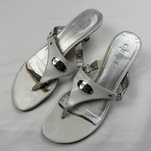 White thong real leather kitten heels mules (39)