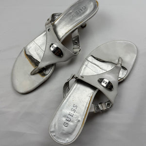 White thong real leather kitten heels mules (39)