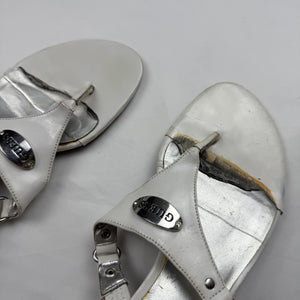 White thong real leather kitten heels mules (39)