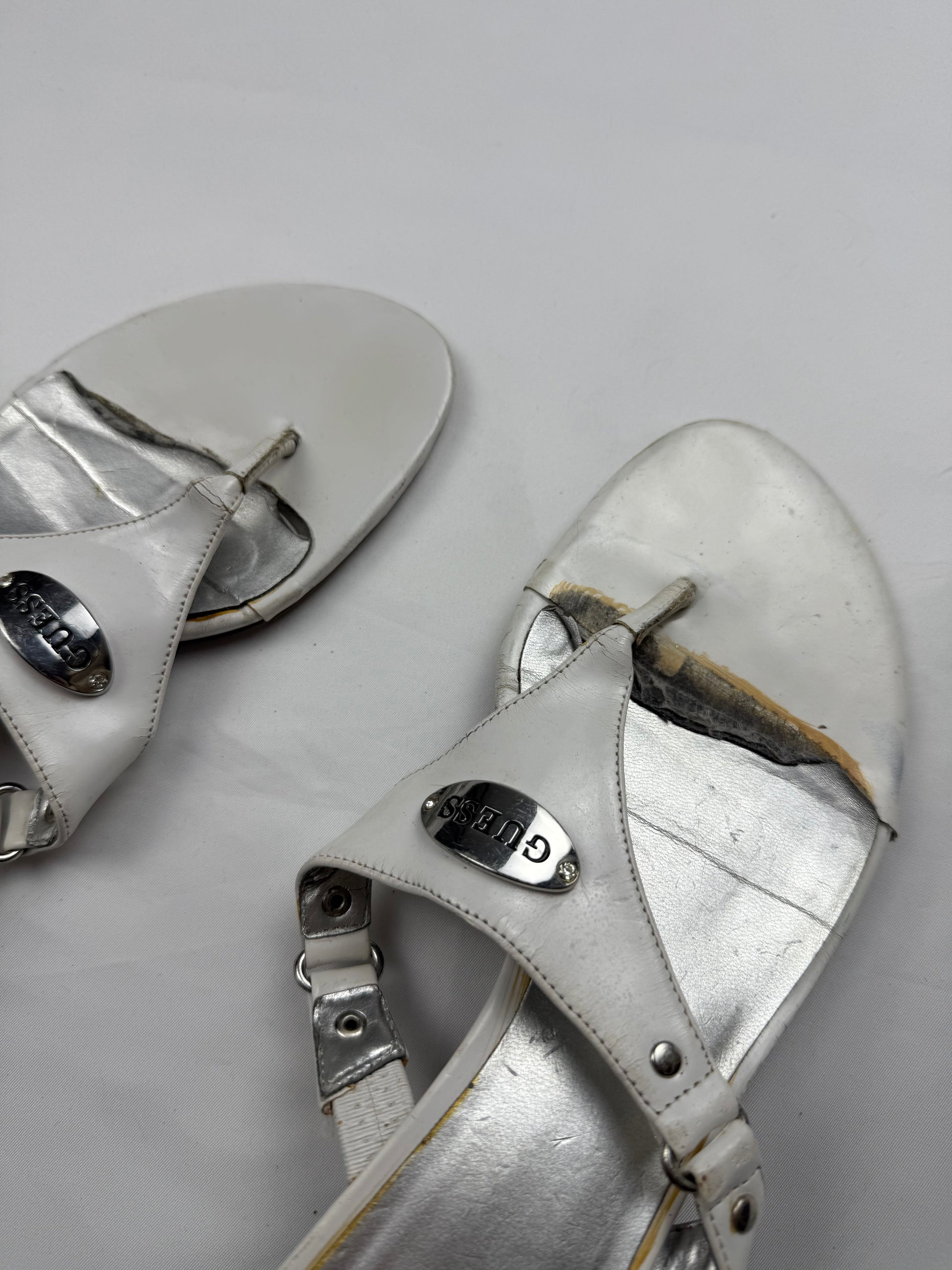 White thong real leather kitten heels mules (39)
