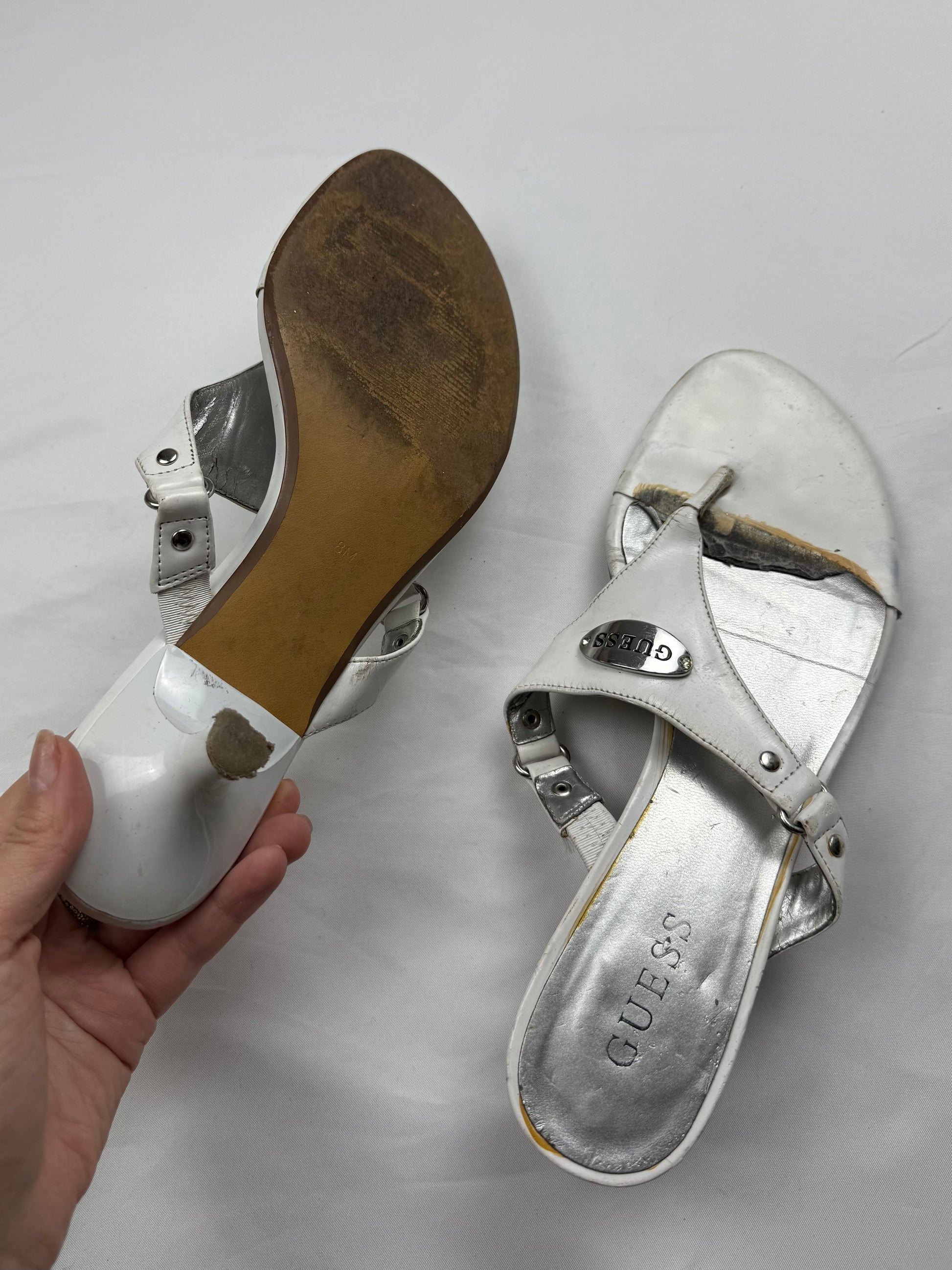 White thong real leather kitten heels mules (39)