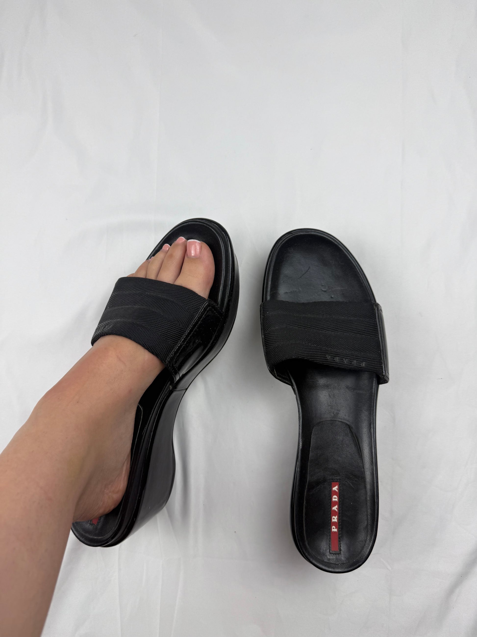 Black platform sandals shoes (40)