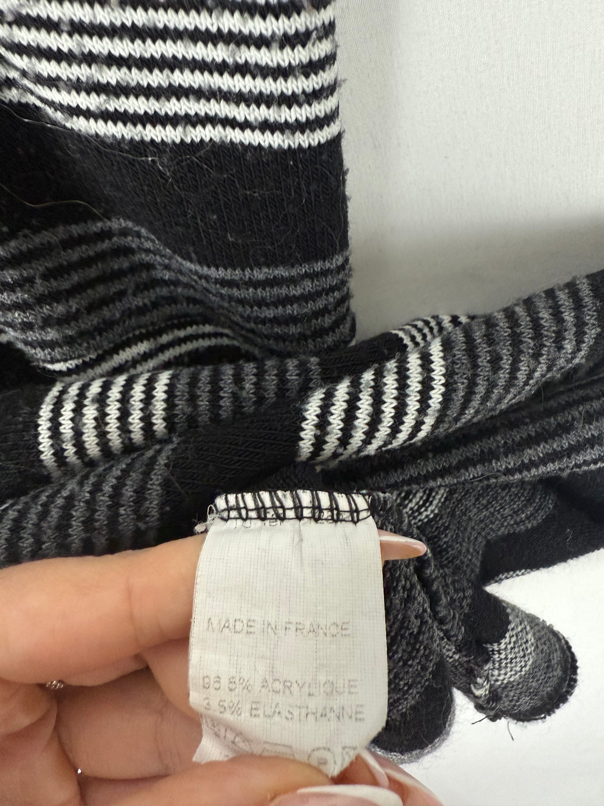 Black & grey striped turtleneck short sleeves dress (S)