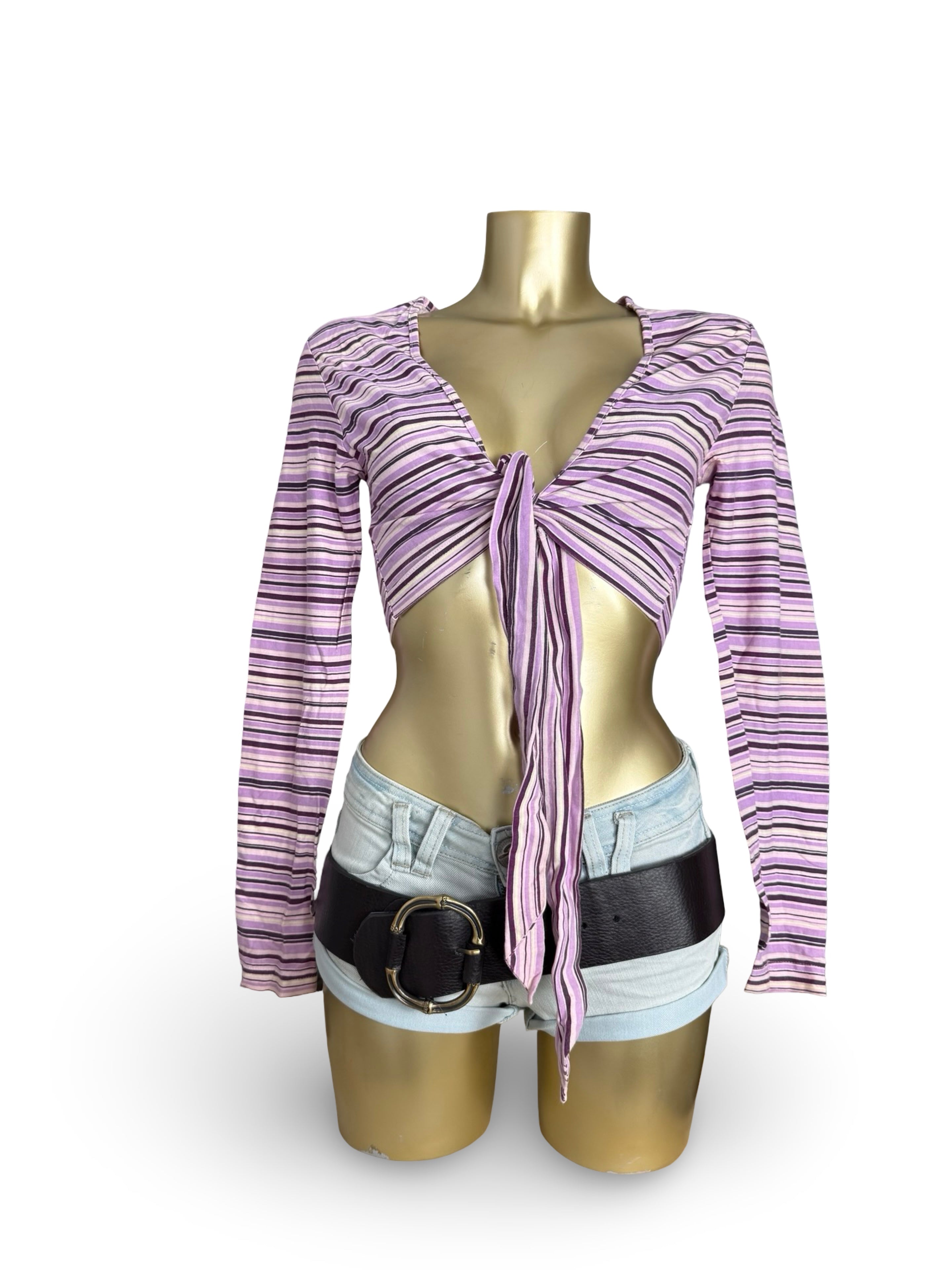 Lilac striped tie up bolero (M)