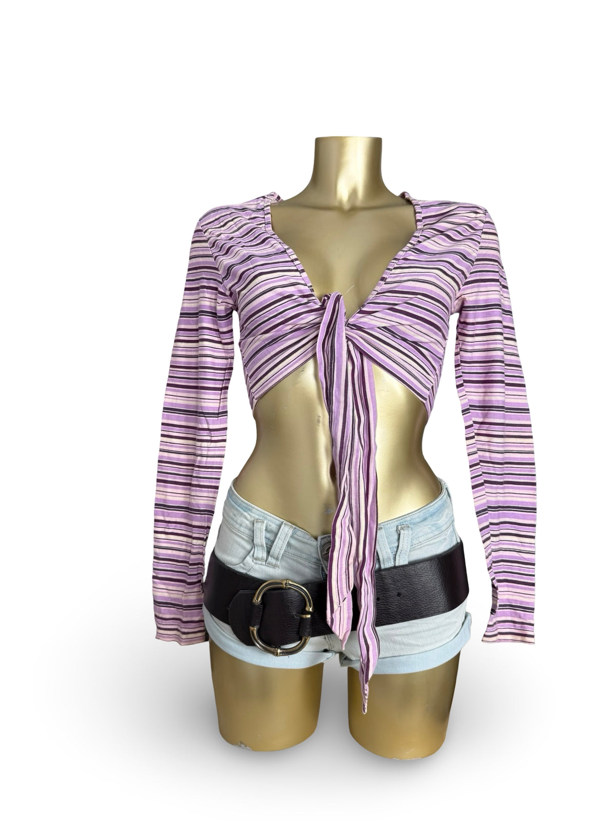 Lilac striped tie up bolero (M)