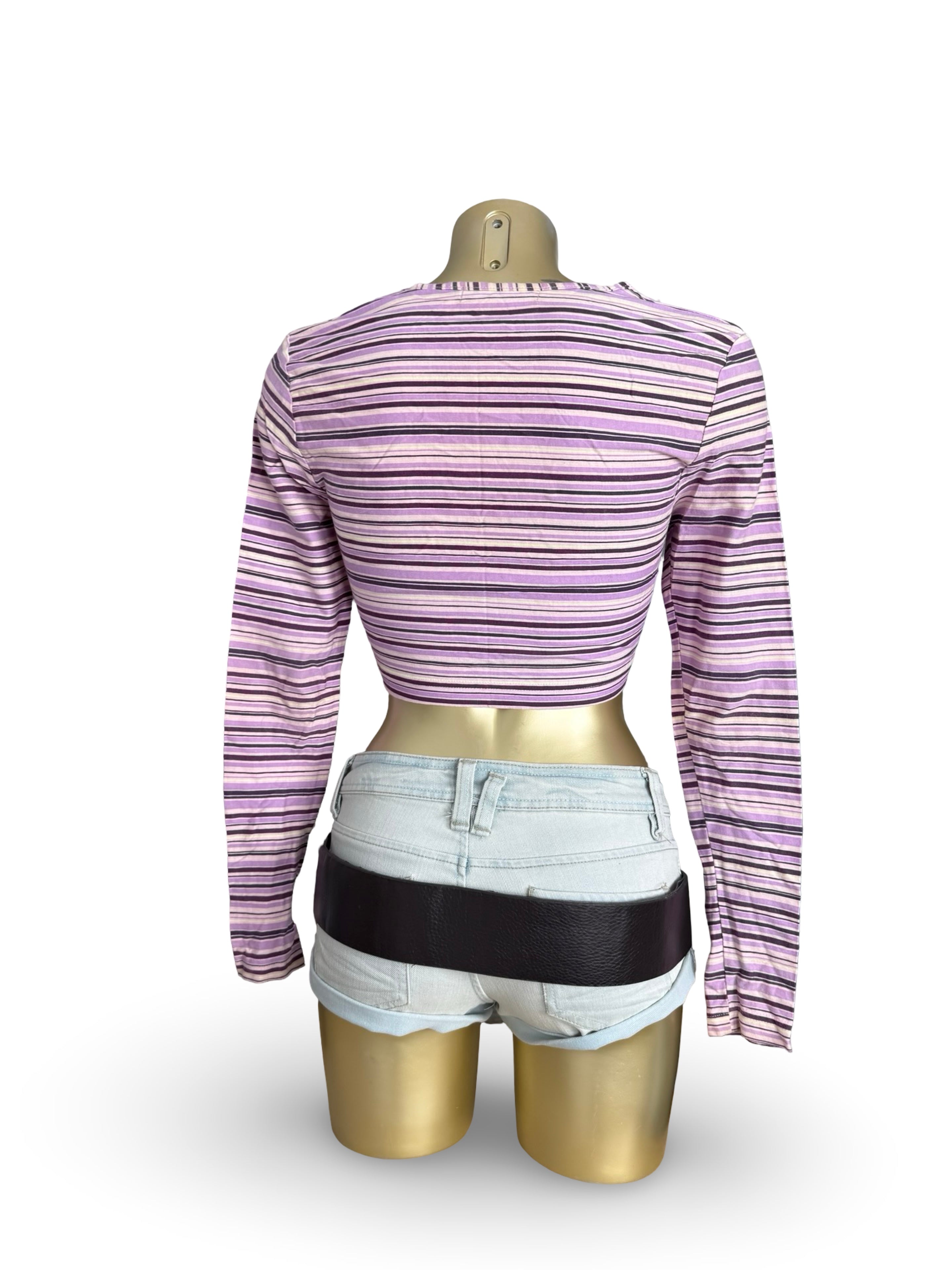 Lilac striped tie up bolero (M)