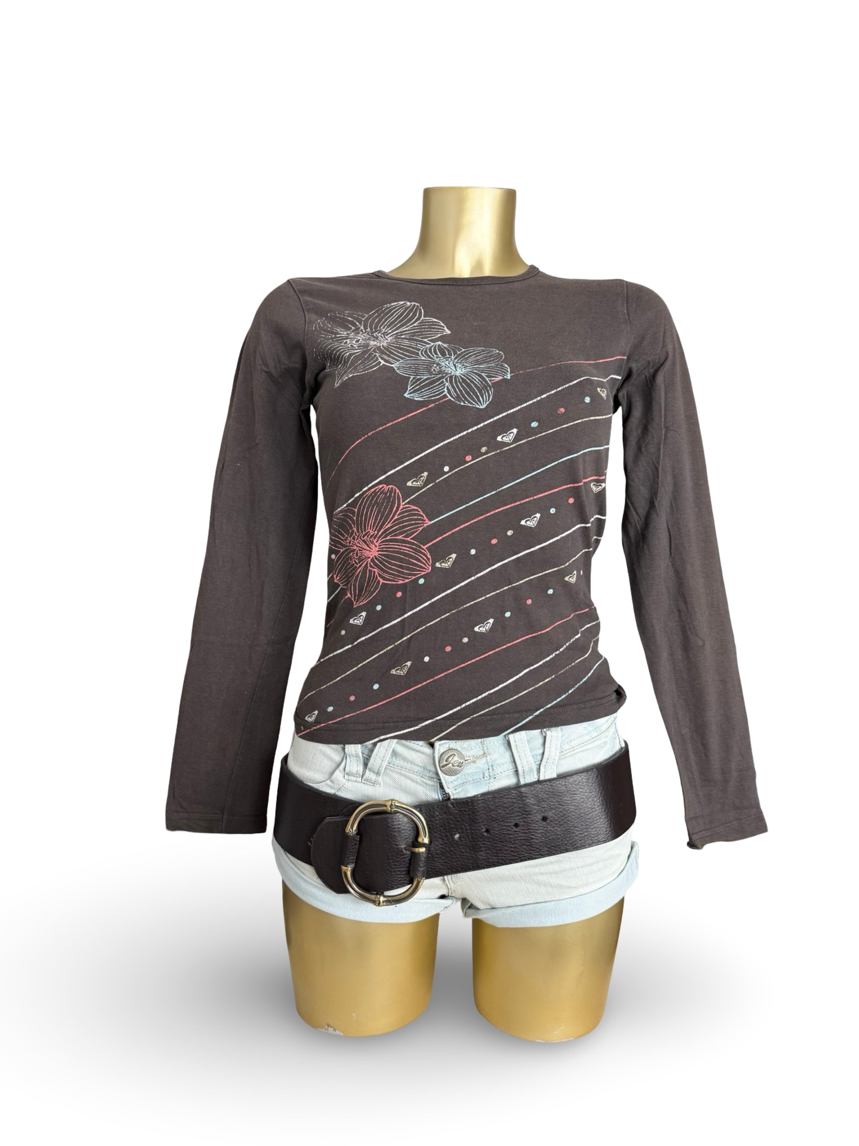 Brown graphic long sleeves top (XS)