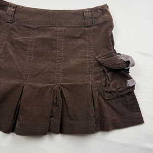 Brown cargo ribbed denim mini skirt (S)