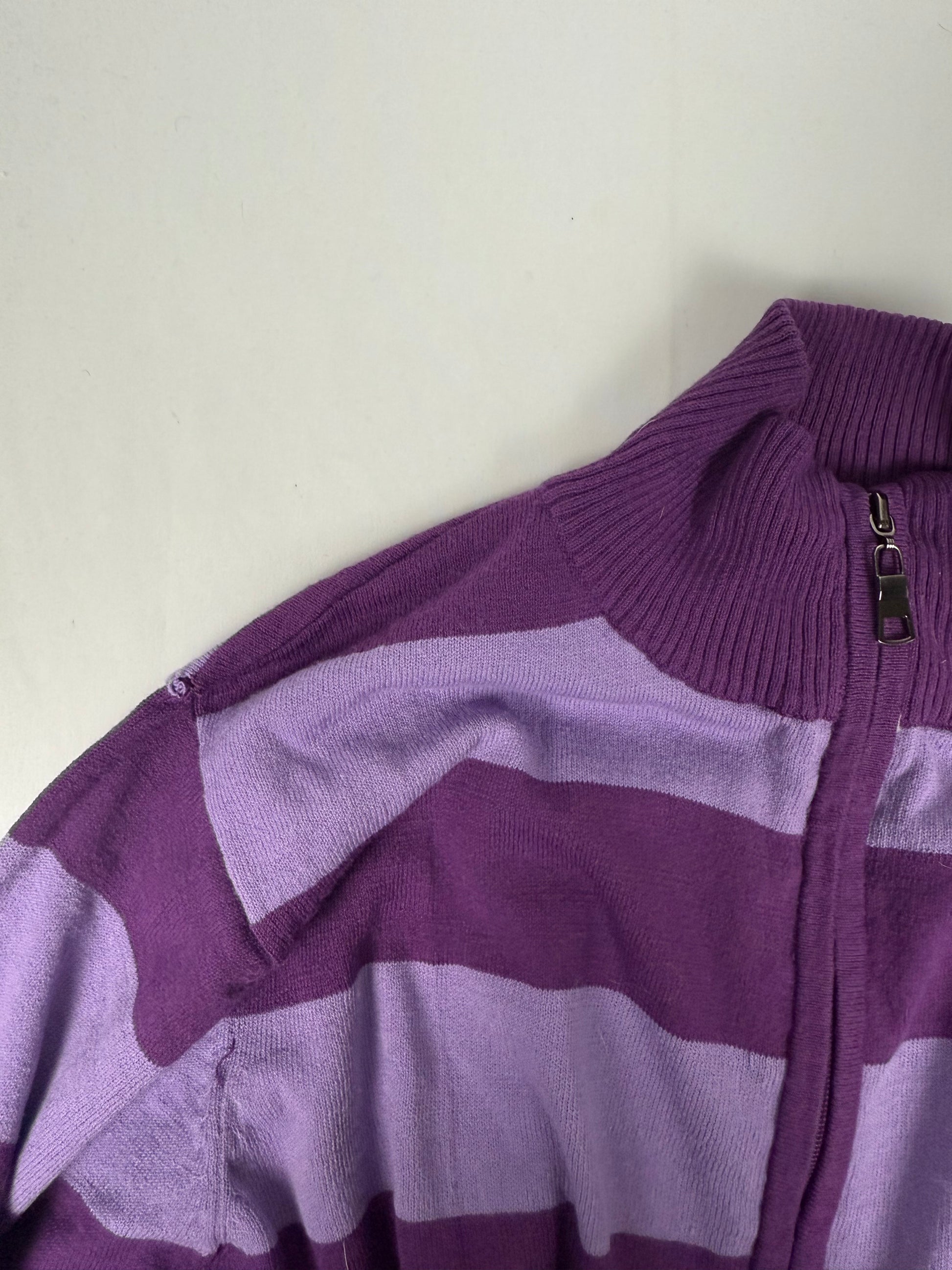 Purple striped zip up jumper (XL)