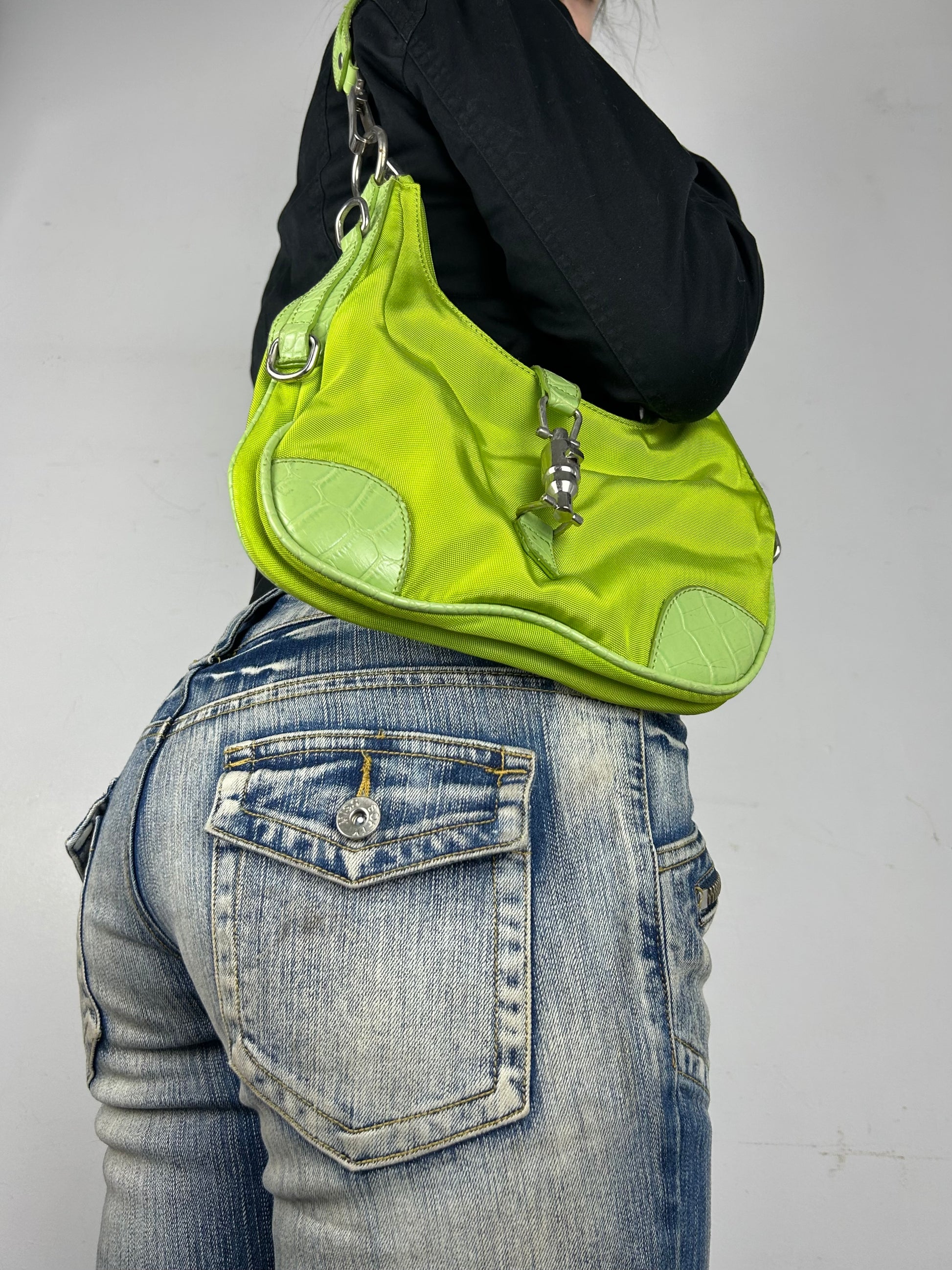 Green besace shoulder bag