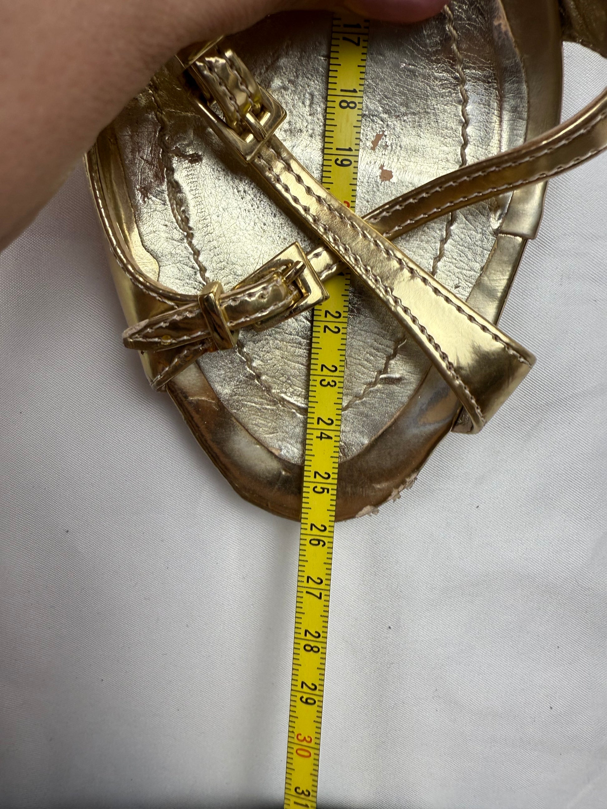 Gold real leather wedge heels sandals (38)
