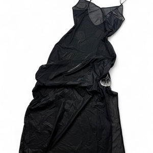 Black embroidered mesh maxi dress (S/M)