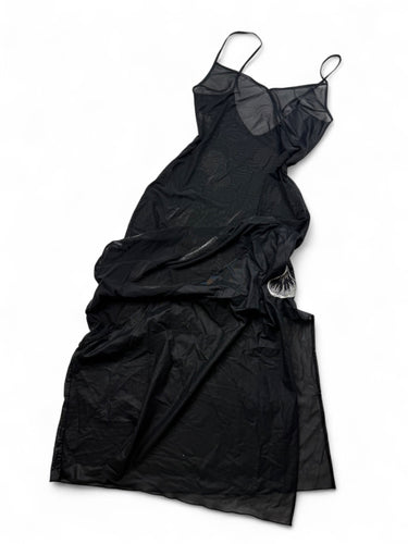 Black embroidered mesh maxi dress (S/M)