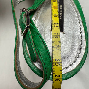 Green real leather pointed toes heels (37)