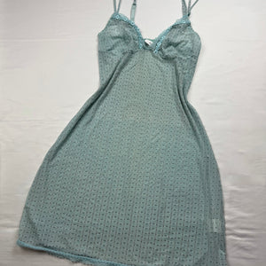 Baby blue mesh babydoll mini dress (M)