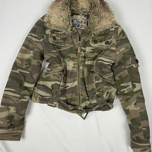 Khaki camo print biker jacket (M/L)