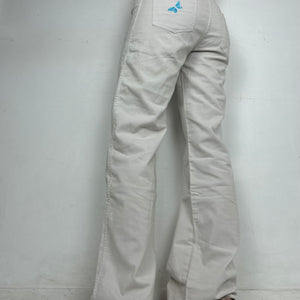 White butterflies low waist baggy pants (M)